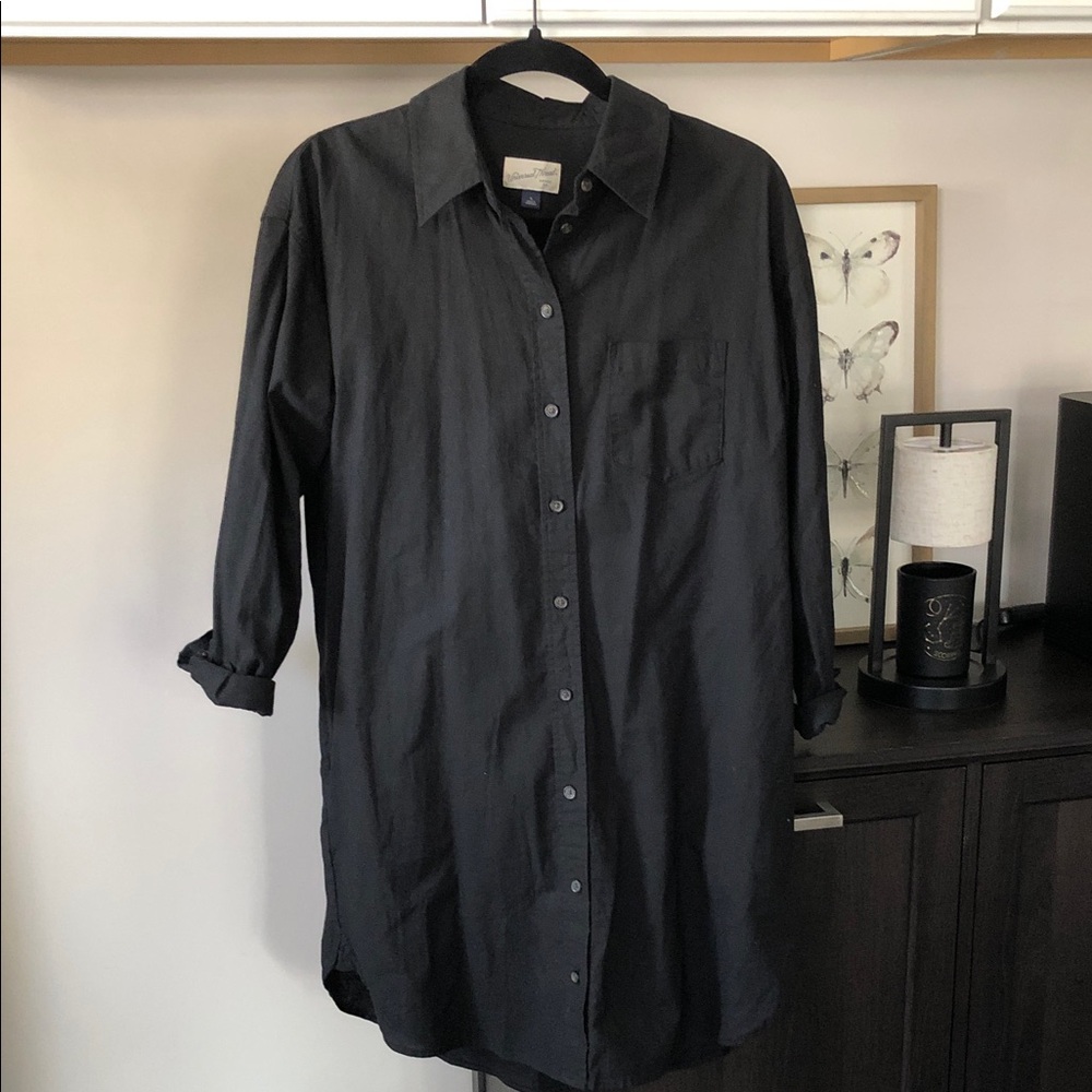 Universal Thread Black Long Sleeve Button-Up Shirt Dress